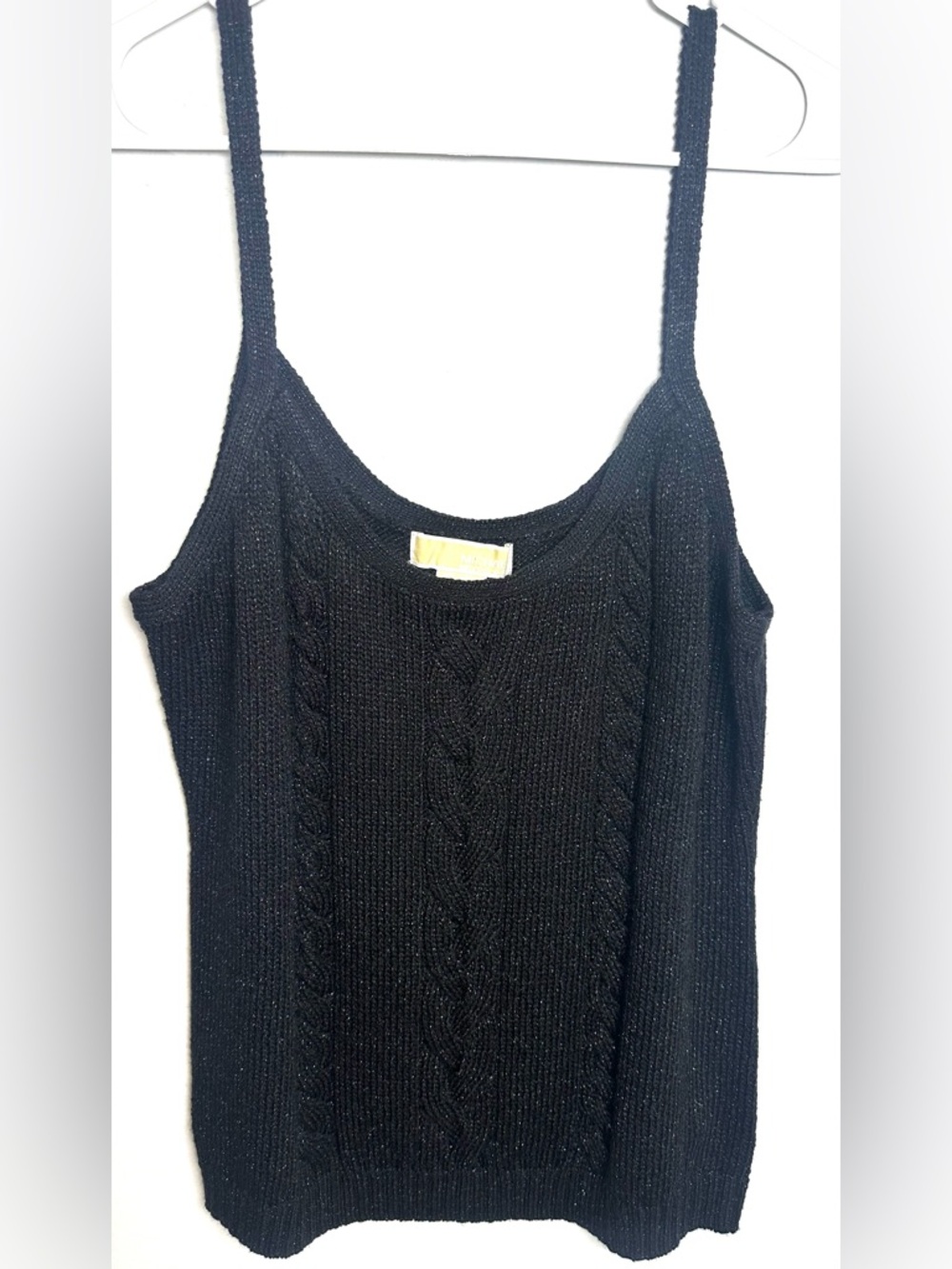 Micheal Micheal Kors Black Metallic Cable Knit Tank Sweater Size XL NWOT